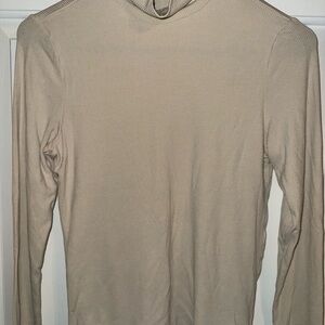 Beige Long Sleeve Turtleneck Top